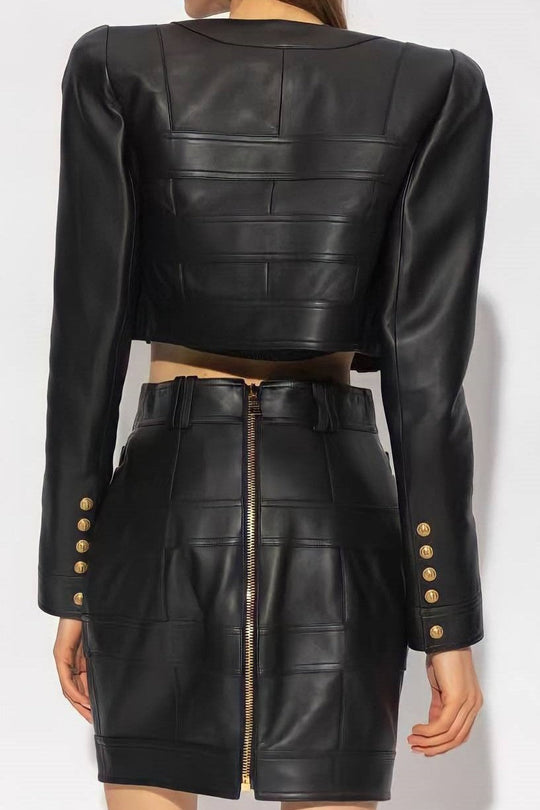 EB | Pu Jacke & Minirock Set