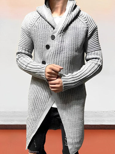 EB | Strickjacke mit Kapuze Aus Langem Strick