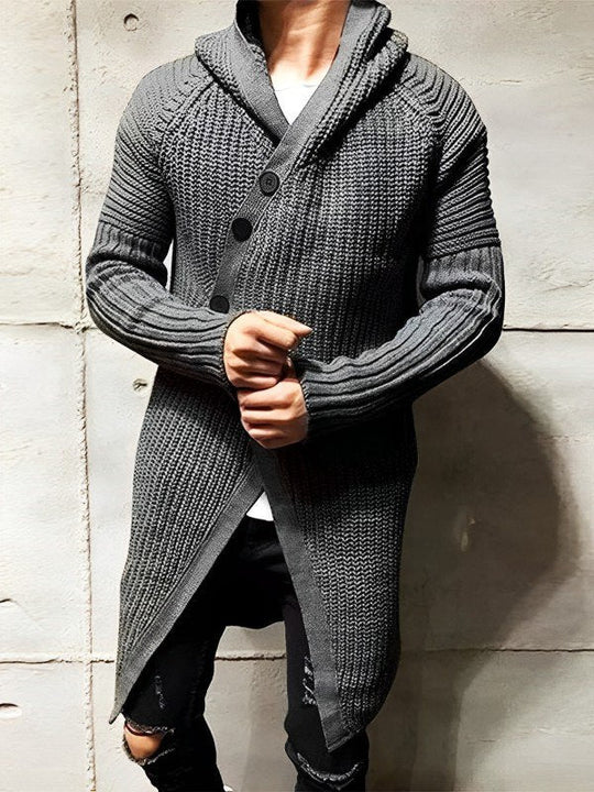 EB | Strickjacke mit Kapuze Aus Langem Strick