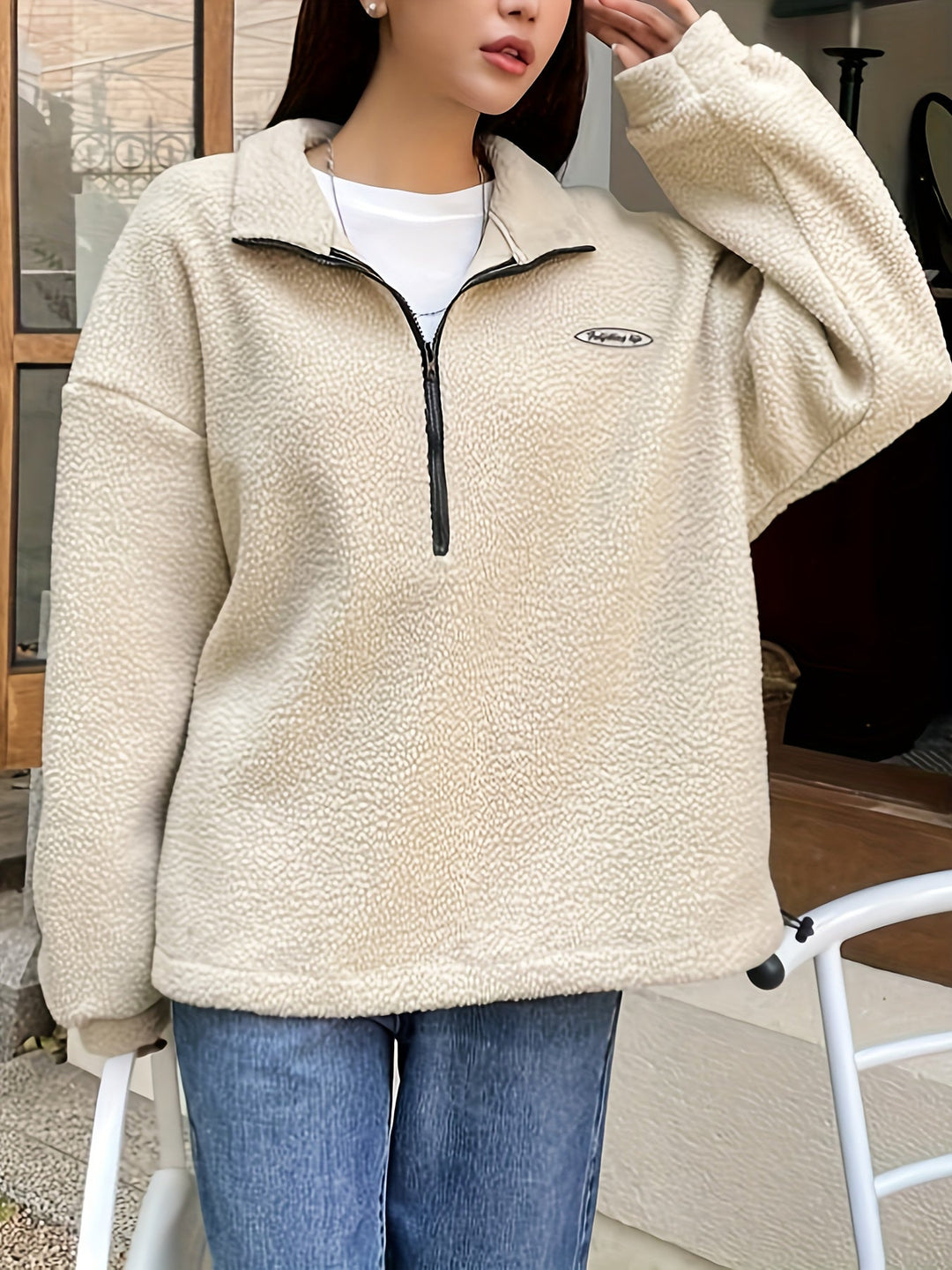 EB | Schlichtes Quarter-Zip Pullover Sweatshirt