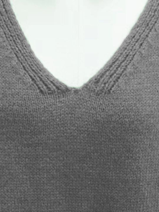 EB | Plus Size Freizeit V-Ausschnitt Pullover für Kurvenreiche Frauen