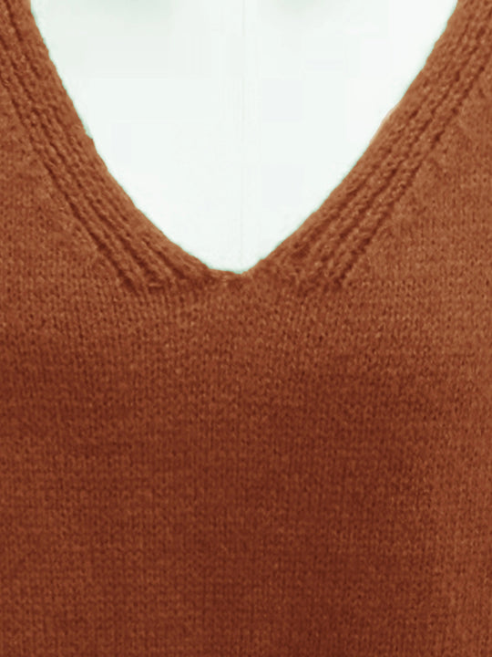 EB | Plus Size Freizeit V-Ausschnitt Pullover für Kurvenreiche Frauen