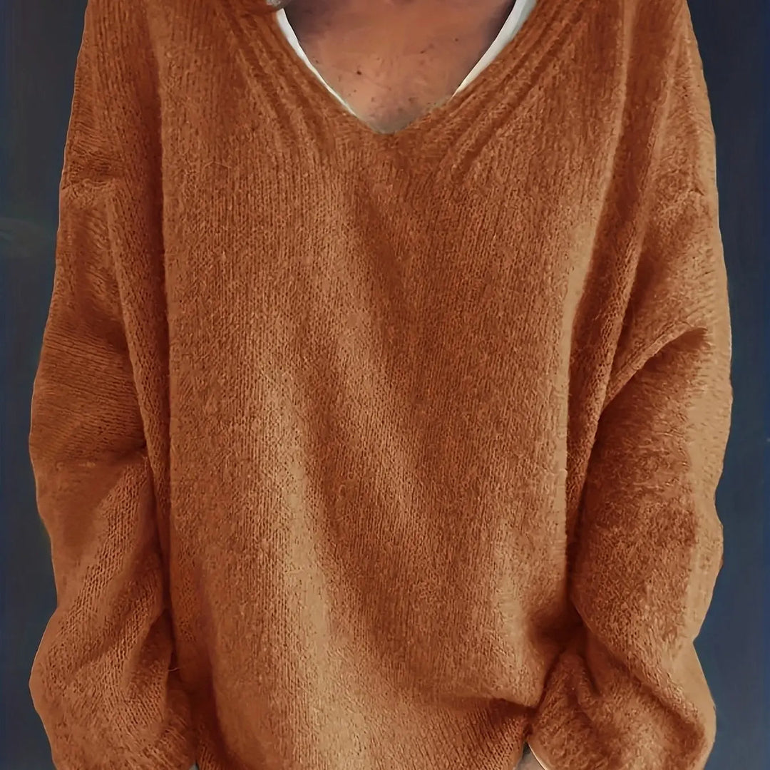 EB | Plus Size Freizeit V-Ausschnitt Pullover für Kurvenreiche Frauen