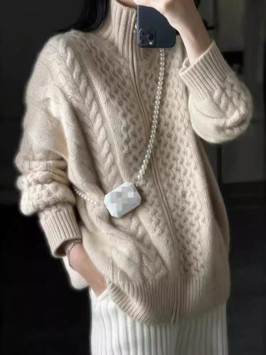 EB | Cardigan - Stilvoller dicker Rollkragen Kabelstrick Cardigan