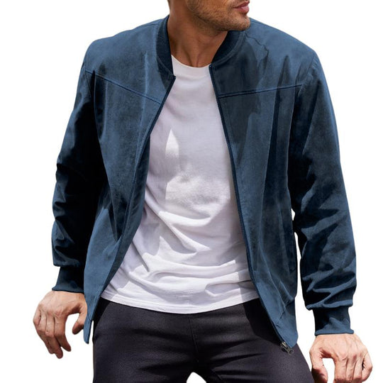 EB | Leichte Übergangsjacke für Männer im Wildleder-Look mit Stehkragen