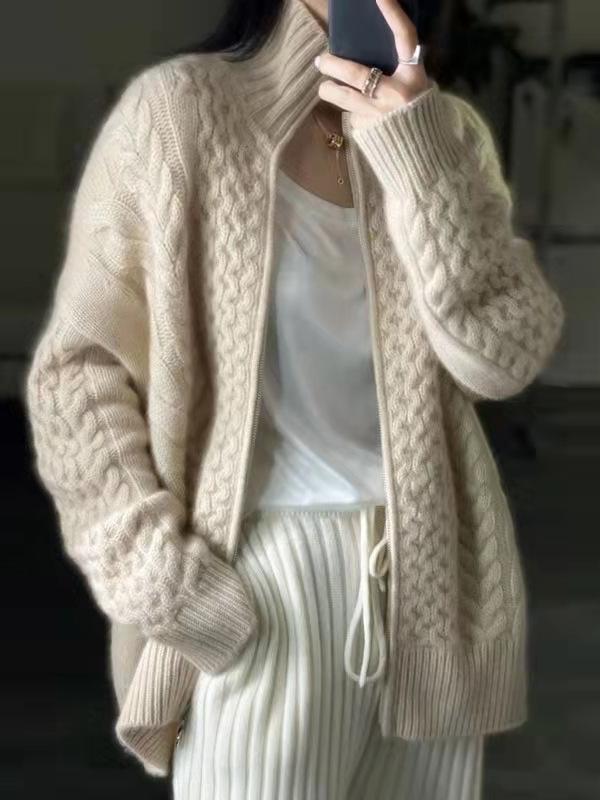 EB | Cardigan - Stilvoller dicker Rollkragen Kabelstrick Cardigan