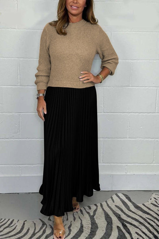 EB | Langer Pullover Mit Faltenrock