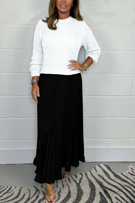 EB | Langer Pullover Mit Faltenrock