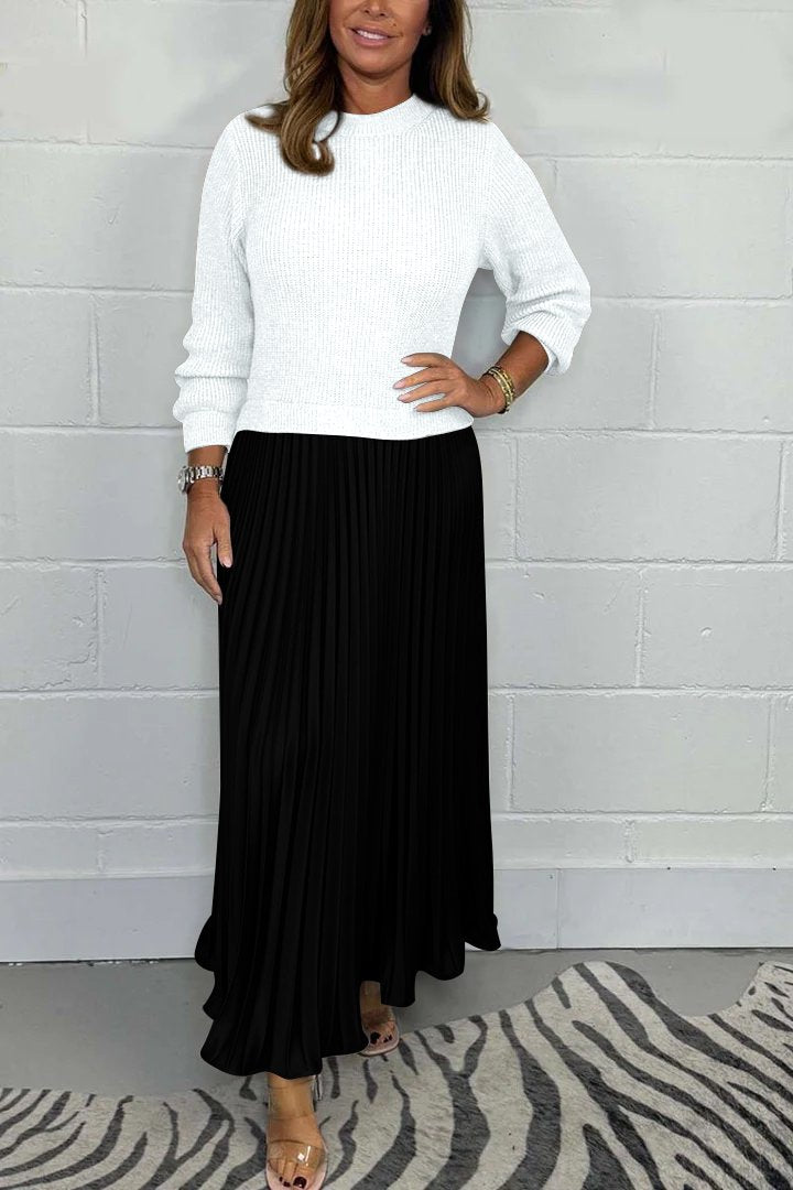 EB | Langer Pullover Mit Faltenrock
