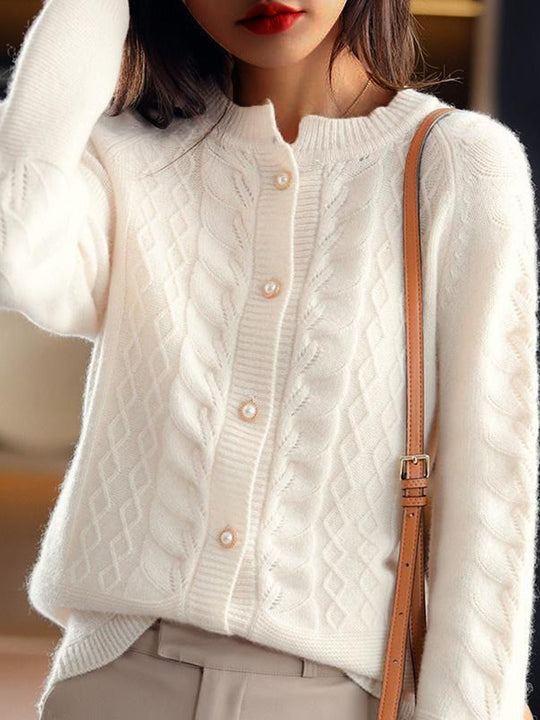 EB | Strickjacke - Stehkragen Jacquard Strickjacke