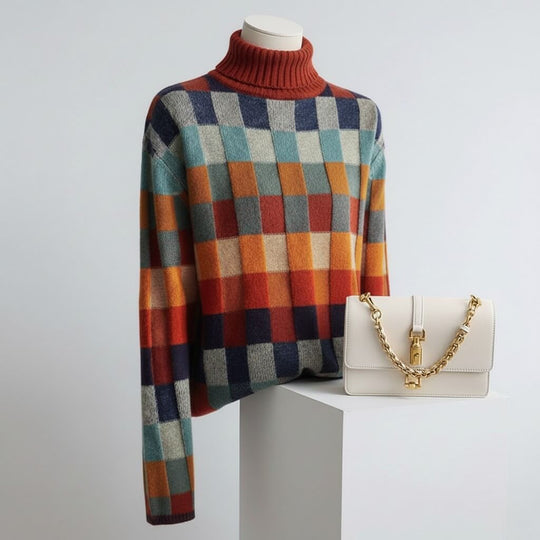 EB | Karierter Merinowol-Pullover