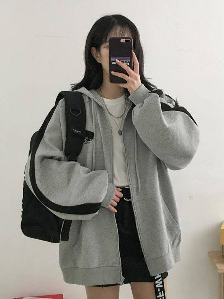 EB | Retro Oversized Hoodie mit Reißverschluss