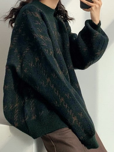 EB | Vintage Gestrickter Pullover mit Karomuster