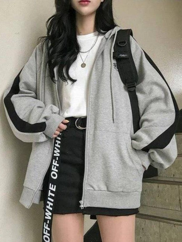 EB | Retro Oversized Hoodie mit Reißverschluss
