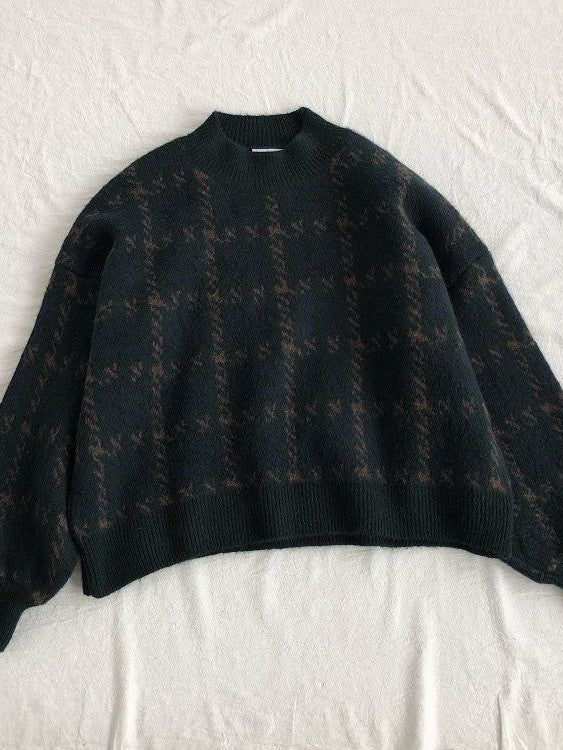 EB | Vintage Gestrickter Pullover mit Karomuster