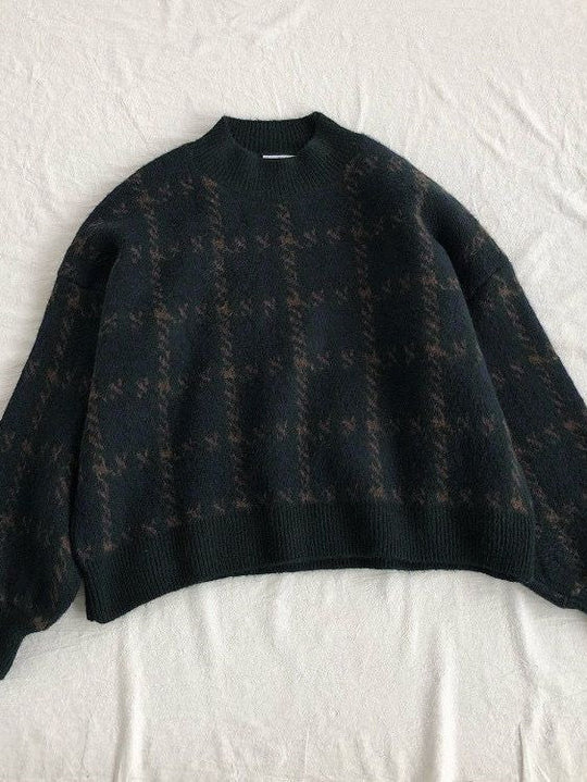 EB | Vintage Gestrickter Pullover mit Karomuster