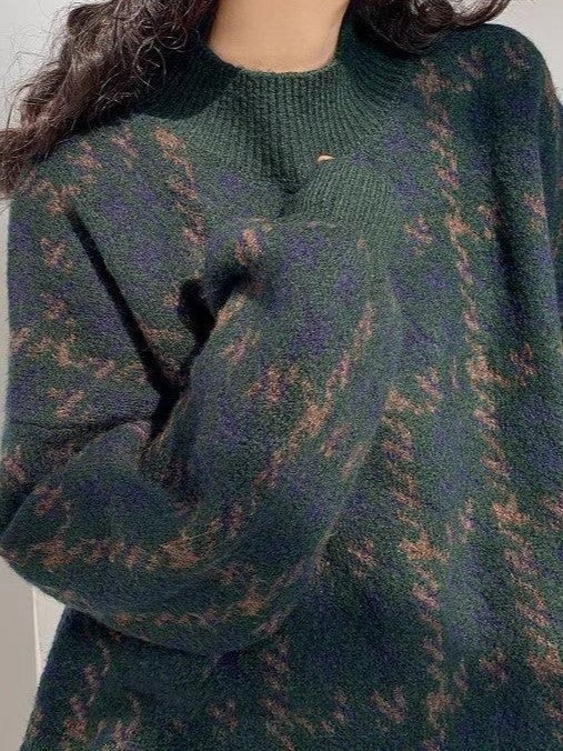 EB | Vintage Gestrickter Pullover mit Karomuster