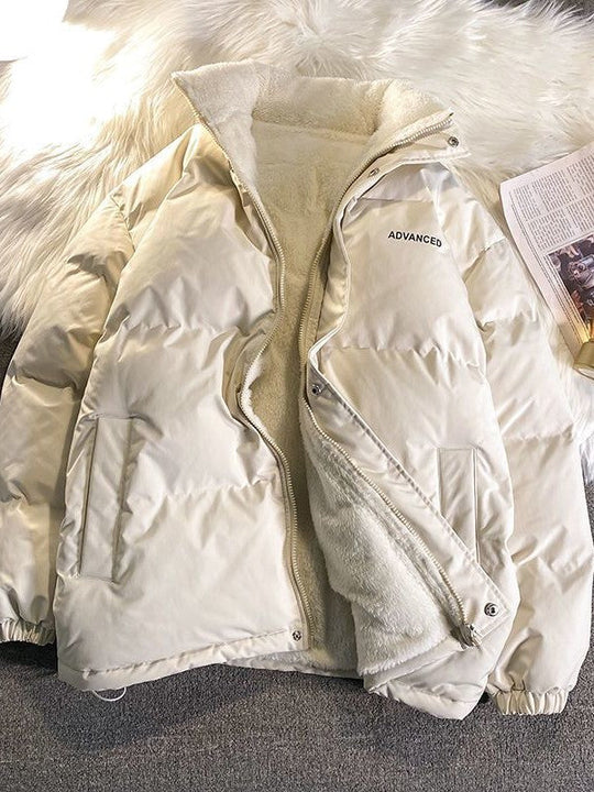EB | Einfarbige Kurze Gep Quiltete Jacke mit Hohem Kragen Und Reißverschluss