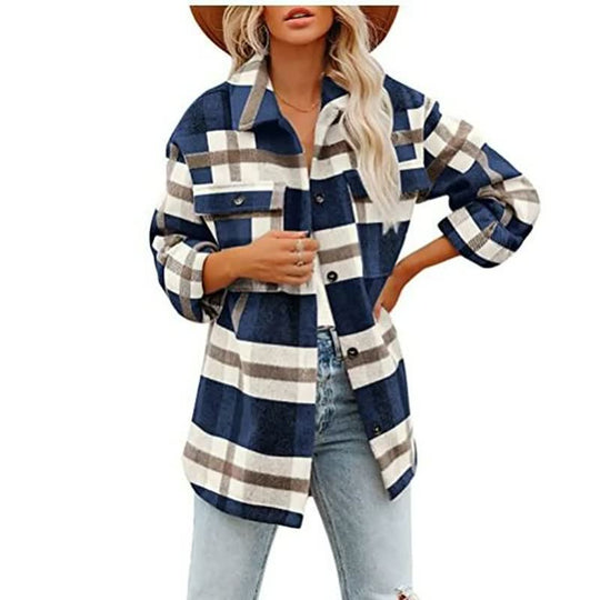 EB | Karierte Bluse Aus Baumwollmischung für Den Herbst Damen