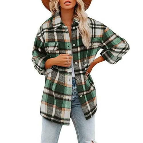EB | Karierte Bluse Aus Baumwollmischung für Den Herbst Damen