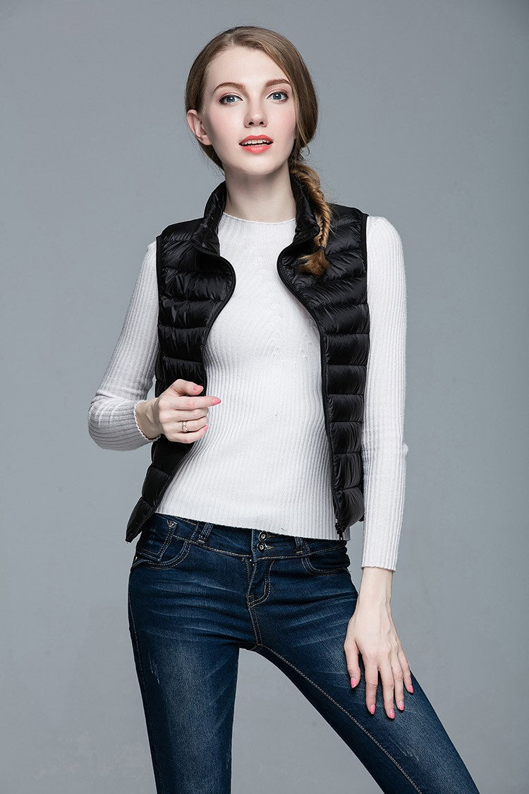 EB | Superpositionsstil ärmellose Daunenjacke