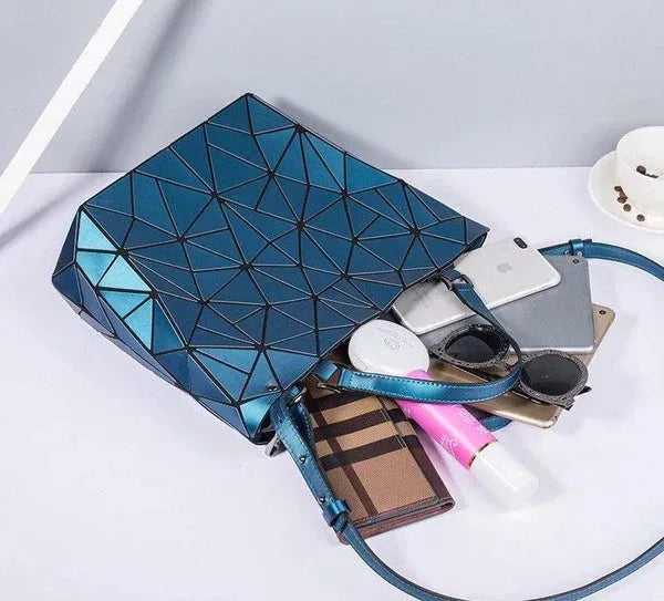 EB | Tasche Geometrisches Muster Blau Funktional für Die Moderne Frau