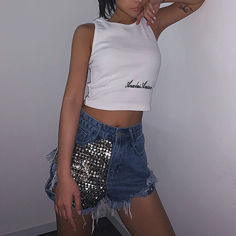 EB | Rivet Denim Shorts Aushöhlen