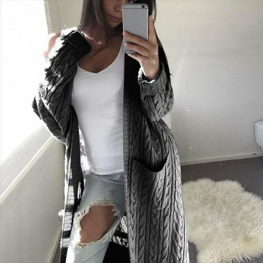 EB | Warme Lange Strickjacke