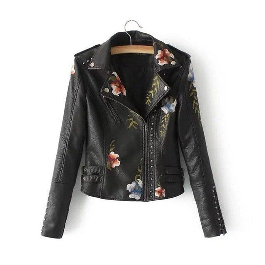 EB | Geblümte Lederjacke