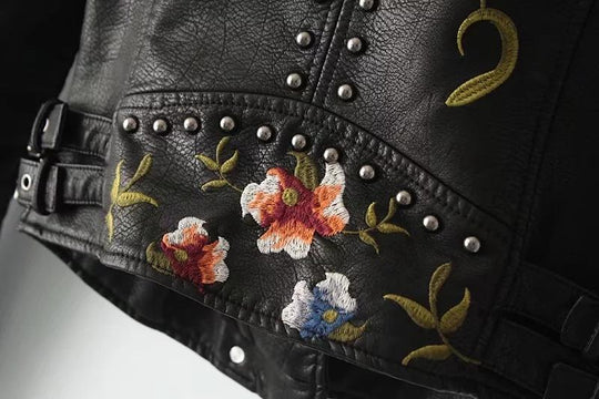EB | Geblümte Lederjacke