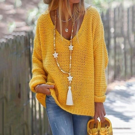 EB | Pullover - Damen Frühling Freizeit V-Ausschnitt Strickpullover