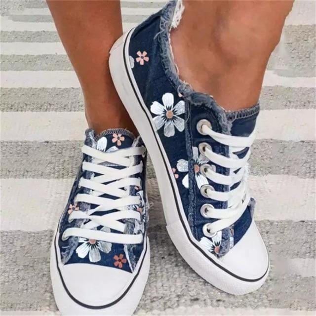 Blumenmuster Canvas Flachschuhe EB