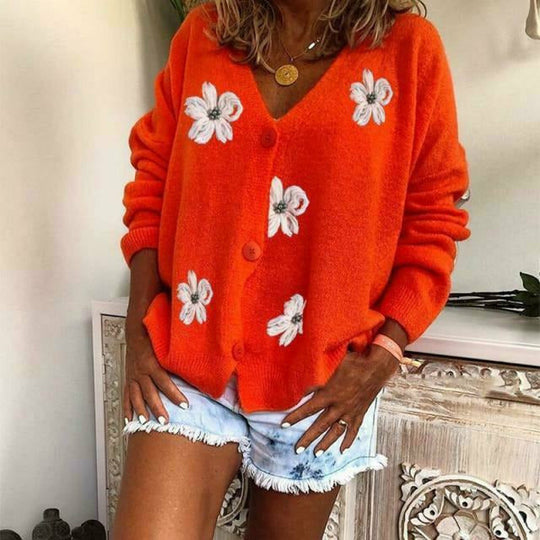 EB | Strickjacke mit Blumenstickerei