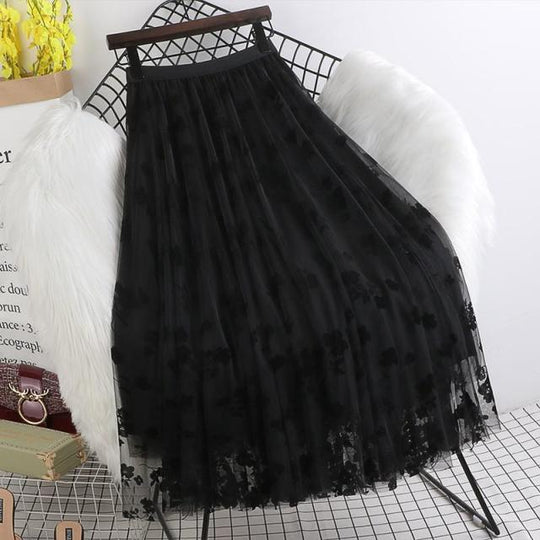 EB | Eleganter Maxirock Aus Mesh mit Blumenmuster