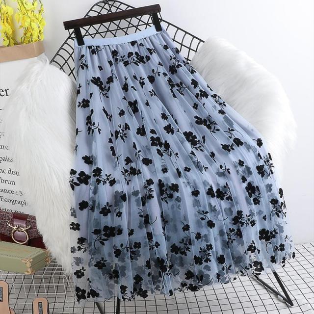 EB | Eleganter Maxirock Aus Mesh mit Blumenmuster