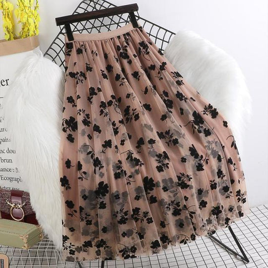 EB | Eleganter Maxirock Aus Mesh mit Blumenmuster