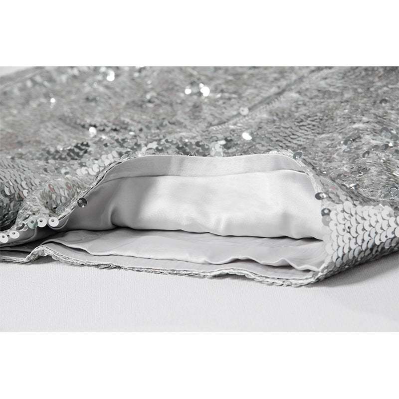 EB | Pailletten Shorts Hohe Taille Oring Reißverschluss Front Bodycon