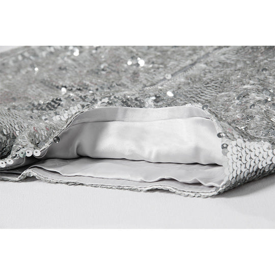 EB | Pailletten Shorts Hohe Taille Oring Reißverschluss Front Bodycon