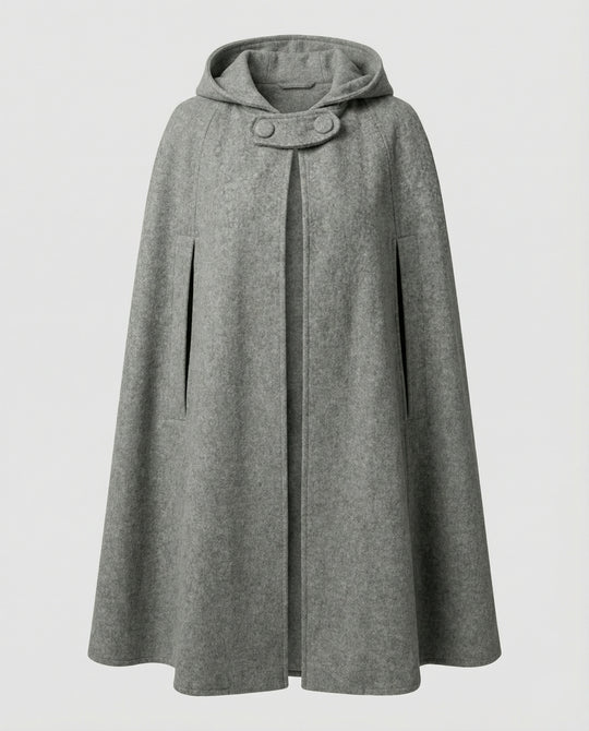 Damen modern geschnittener Umhang mit Kapuze EB