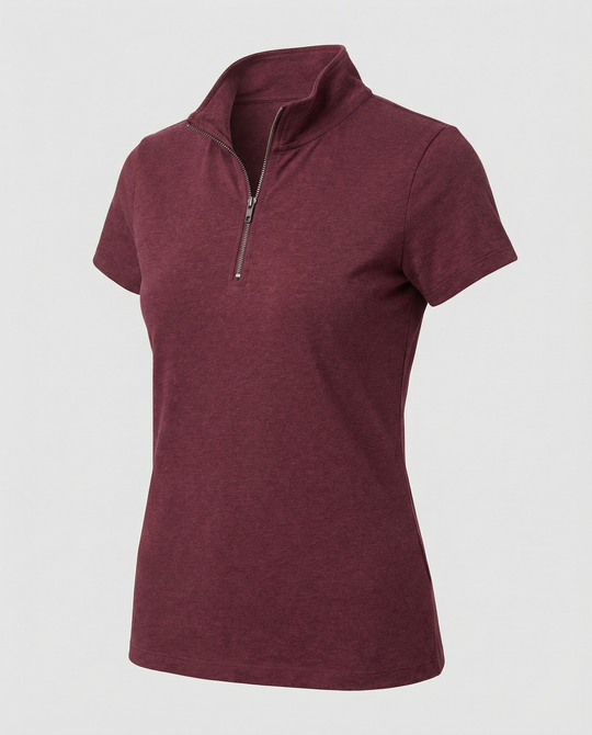 Damen Poloshirt mit kurzem Reißverschluss und figurbetontem Schnitt EB