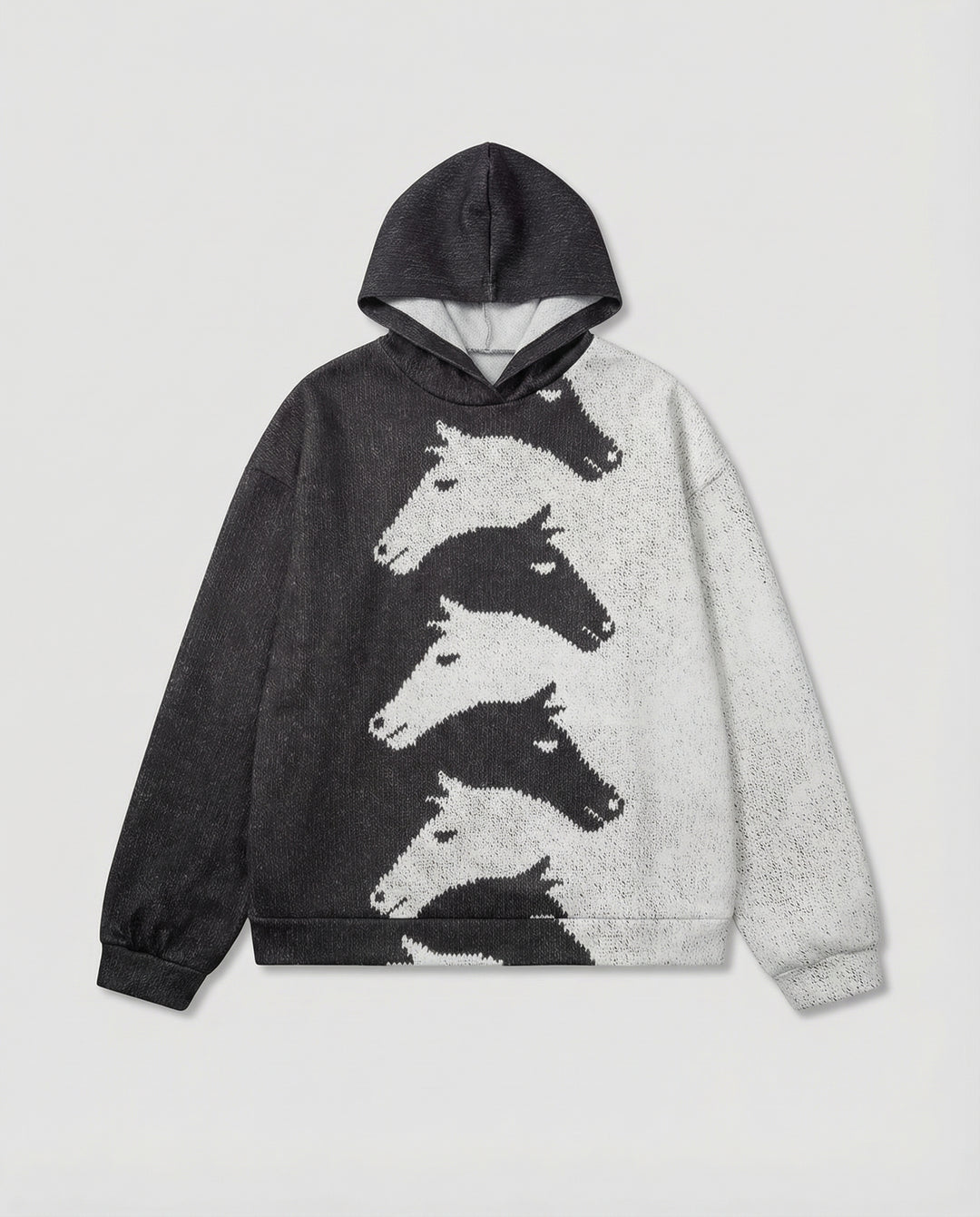 Damen Hoodie mit kreativem Pferdemuster & bequemer Passform | EB