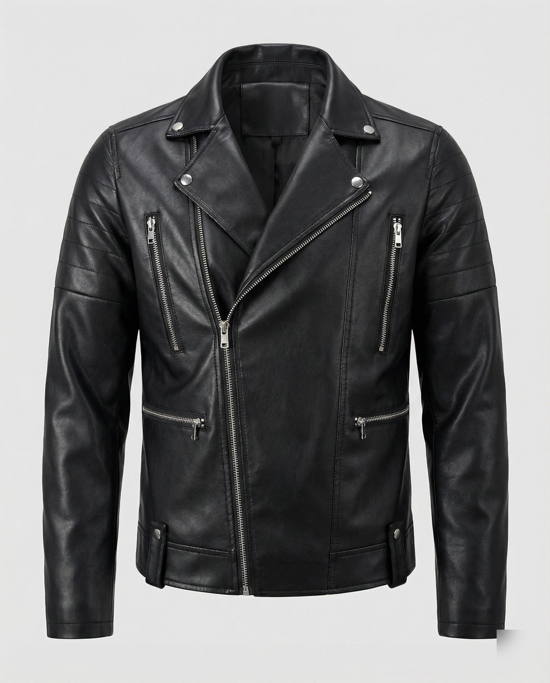 Herren Kunstleder Motorradjacke mit Reißverschluss EB