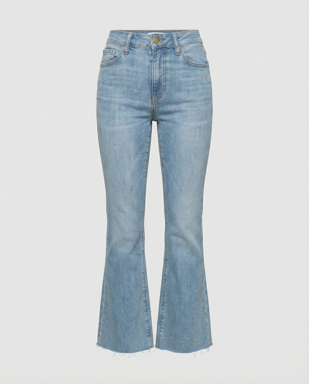 Damen Flared Jeans mit hohem Bund und fransigem Saum EB