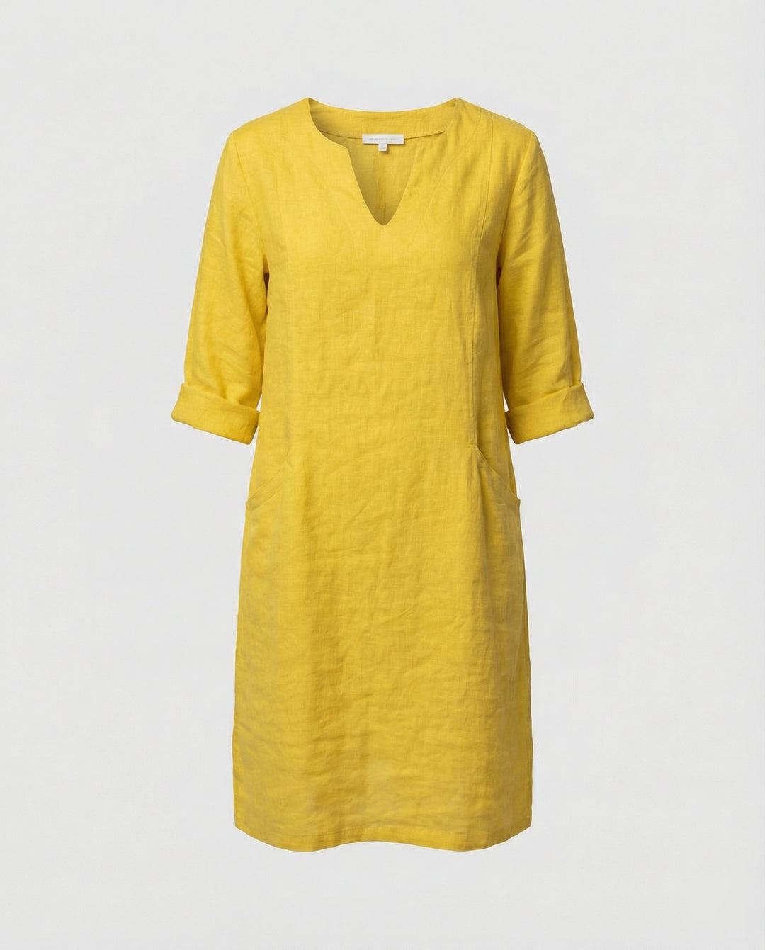 Damen Leinenkleid mit lockerer Passform und elegantem V-Ausschnitt EB
