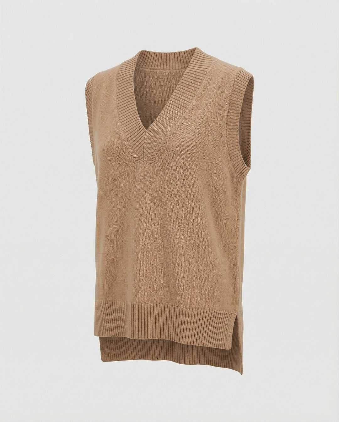 Damen Strickweste mit V-Ausschnitt und Rippstruktur EB