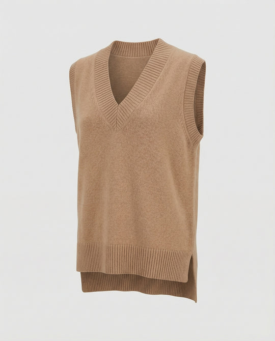 Damen Strickweste mit V-Ausschnitt und Rippstruktur EB