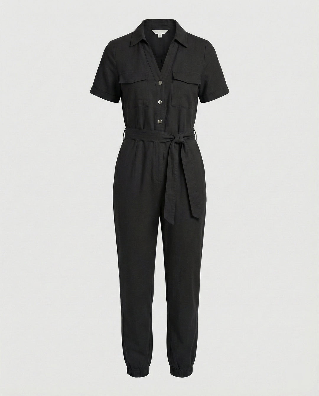Damen lässiger Jumpsuit mit tailliertem Schnitt und durchgehender Knopfleiste EB