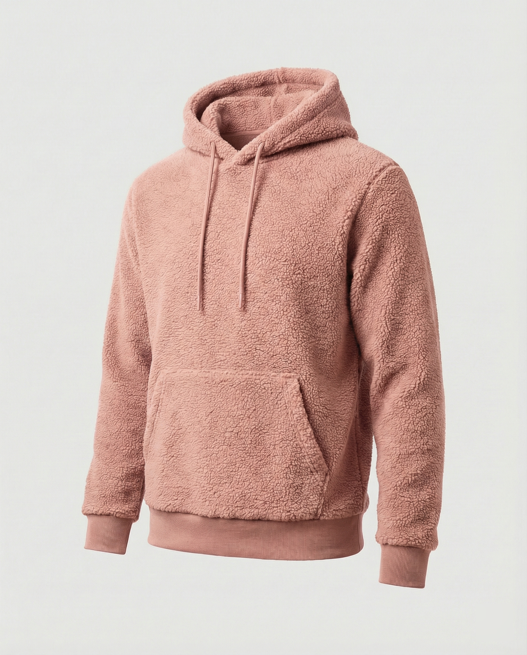 Herren Kuscheliger Teddy-Pullover mit Kapuze und elastischem Bund EB