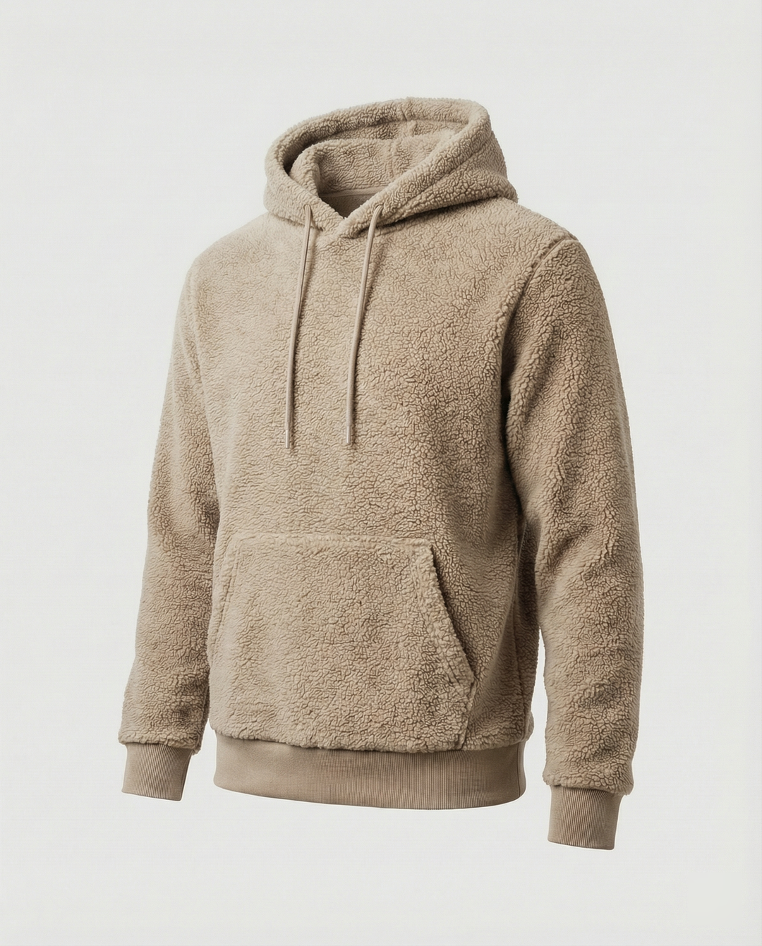 Herren Kuscheliger Teddy-Pullover mit Kapuze und elastischem Bund EB