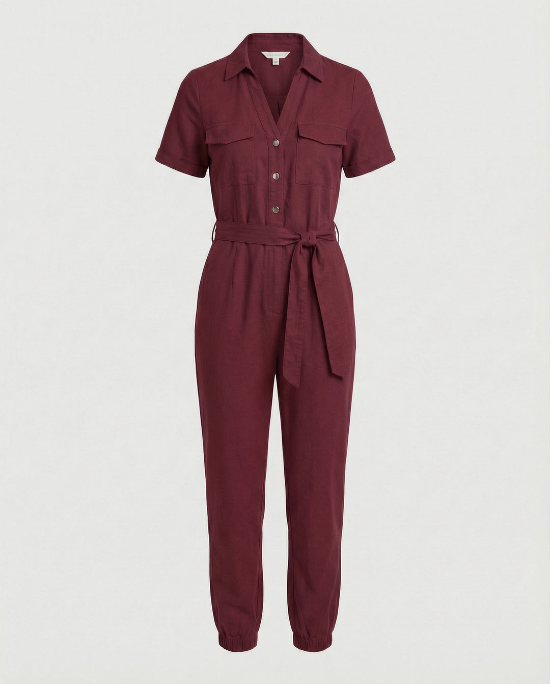 Damen lässiger Jumpsuit mit tailliertem Schnitt und durchgehender Knopfleiste EB